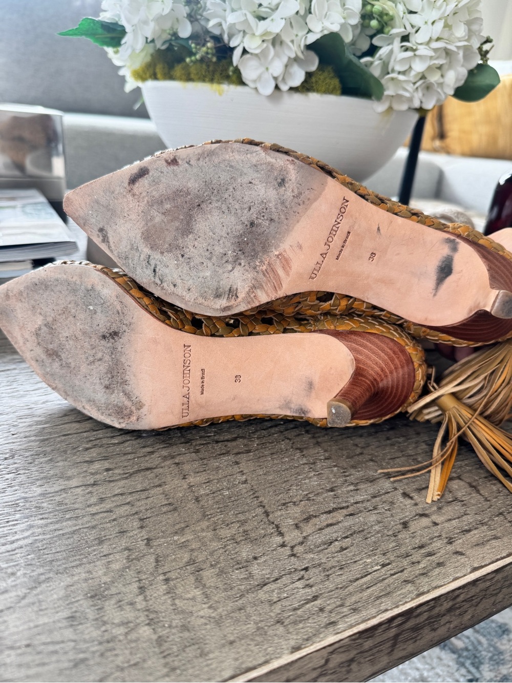 Ulla Johnson Woven Tan Leather Ankle Booties with Tassel - Picture 4 of 5